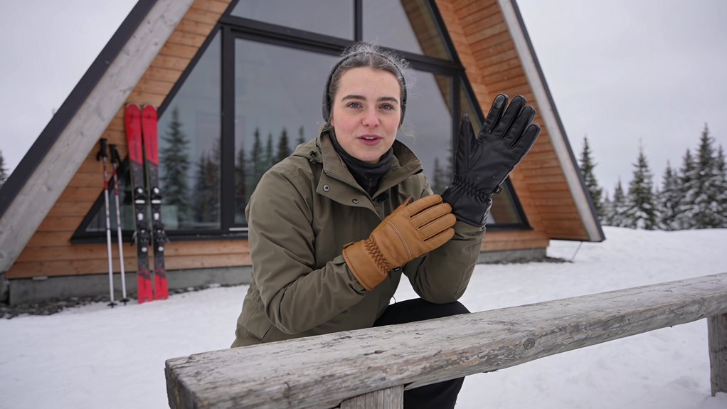 leather ski gloves warm