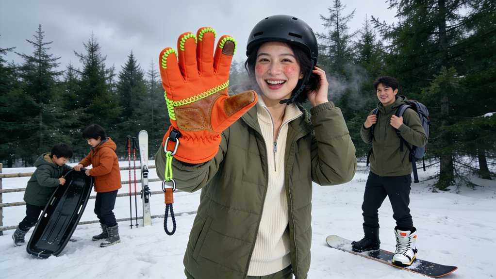 ski gloves wrist leashes best